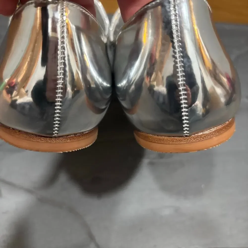 Larroude Blair Silver Metallic Patent Mary Jane Flat - size 7